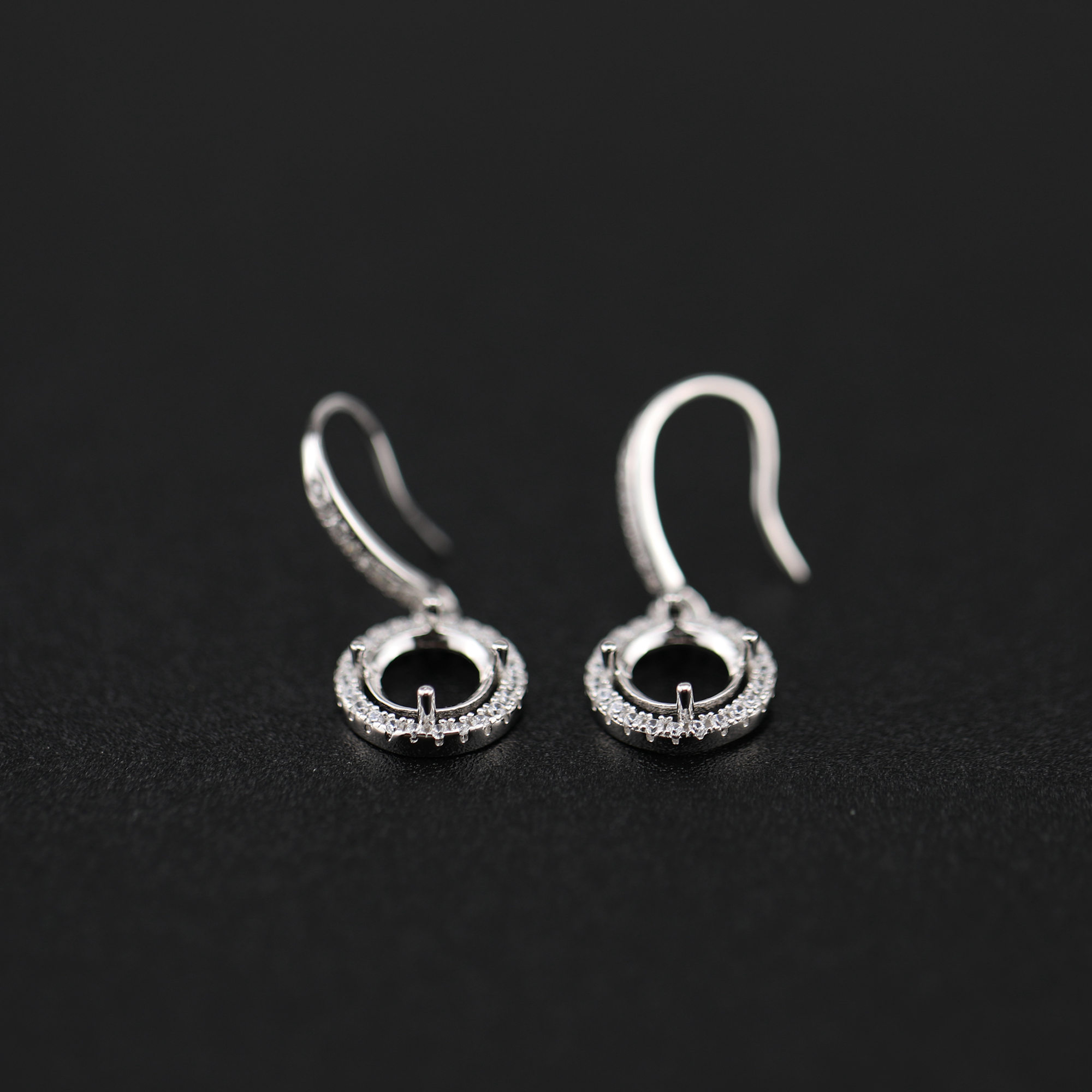 1Pair 5-8MM Round Prong Bezel Rose Gold Plated Solid 925 Sterling Silver Hook Earrings Blank Settings for Gemstone Moissanite 1706041 - Click Image to Close